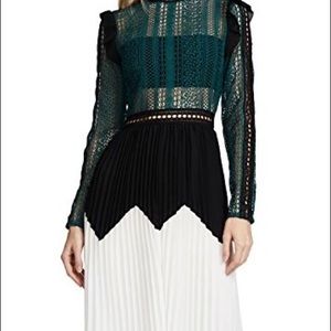 Chaconia Dolls Paneled lace midi dress